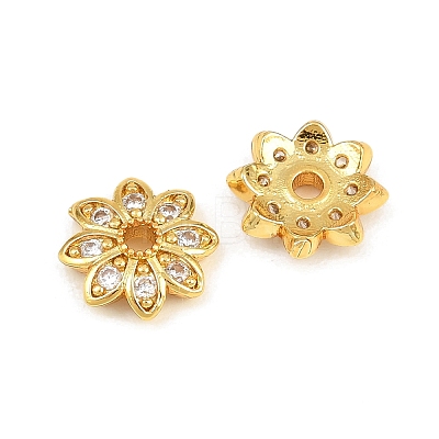 Brass Micro Pave Clear Cubic Zirconia Bead Caps CU-CBA6A75-29G-1
