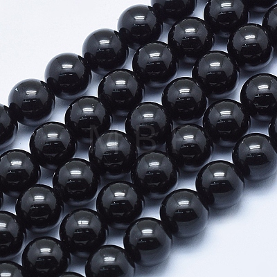 Natural Black Tourmaline Beads Strands G-E444-27-8mm-1