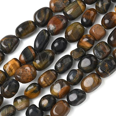 Dyed Natural Yellow and Blue Tiger Eye Beads Strands G-C286-A11-1