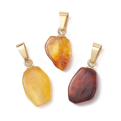 Gradient Color Natural Amber Pendants PALLOY-JF04930-02-1