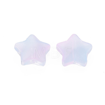 Two Tone Transparent Spray Painted Glass Beads GLAA-T022-25-C07-1