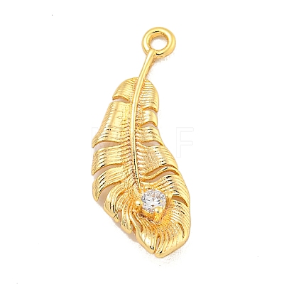 Brass Micro Pave Clear Cubic Zirconia Pendants KK-U015-12G-1