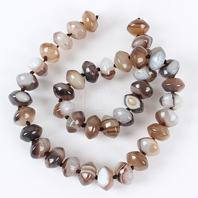 Glossy Dyed Natural Striped Agate/Banded Agate Rondelle Bead Strands G-E212-10-1