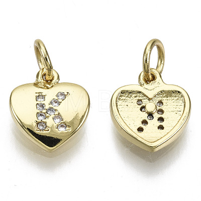 Brass Micro Pave Clear Cubic Zirconia Charms KK-N227-34K-NF-1