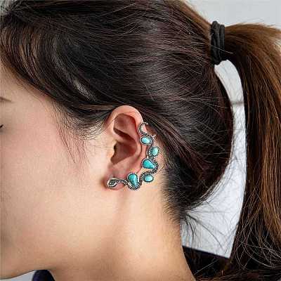 Synthetic Turquoise Snake Stud Earrings PW-WG94328-01-1