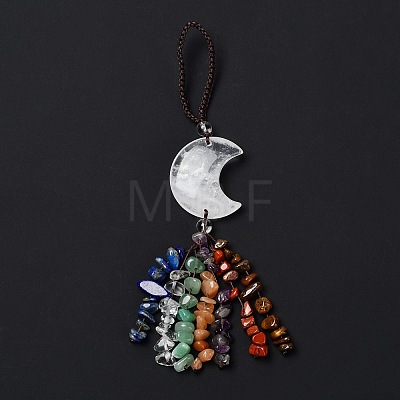 Moon Gemstone Pendant Decorations HJEW-R127-01-1