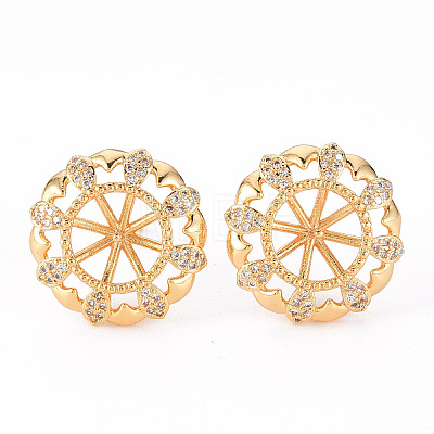 Brass Micro Pave Clear Cubic Zirconia Stud Earrings Findings KK-T062-128G-NF-1