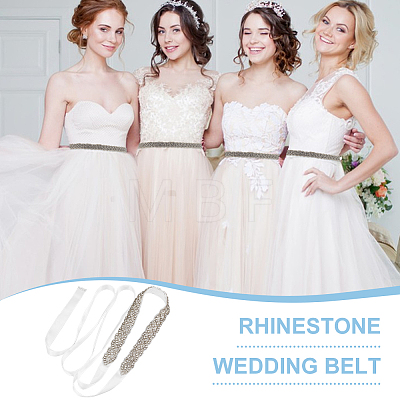 Rhinstone Flower Bridal Belt for Wedding Dress AJEW-WH0515-23B-1