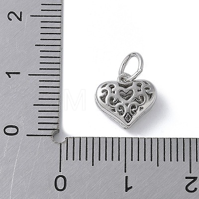 925 Sterling Silver 3D Hollow Flower Heart Charms STER-M099-02P-1