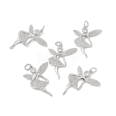 Brass Micro Pave Cubic Zirconia Pendants KK-E068-VB146-1