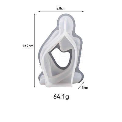 3D Abstract Human Thinker DIY Food Grade Silicone Statue Candle Molds PW-WG99230-02-1