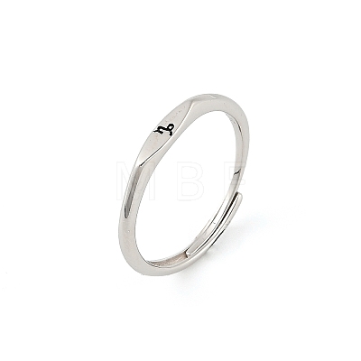 Rhodium Plated 925 Sterling Silver Adjustable Rings RJEW-S397-01P-05-1
