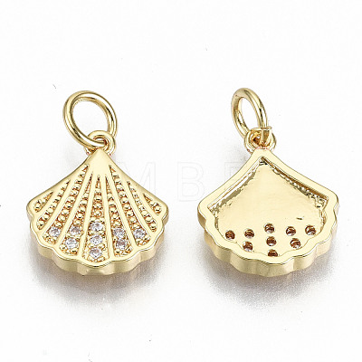 Brass Micro Pave Clear Cubic Zirconia Charms ZIRC-S067-182-NF-1