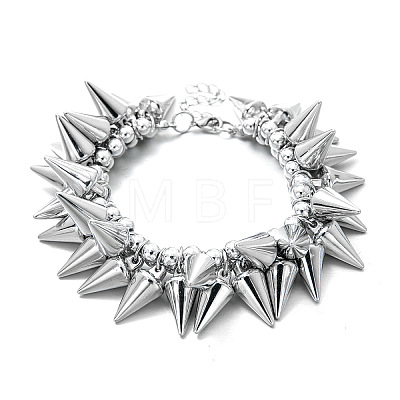 Hip-Hop Punk Goth CCB Plastic Spike Cone Charm Bracelets for Men WG608C0-01-1