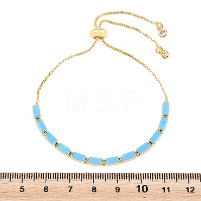 Rectangle Brass Micro Pave Cubic Zirconia Slider Bracelets KK-A305-02G-1