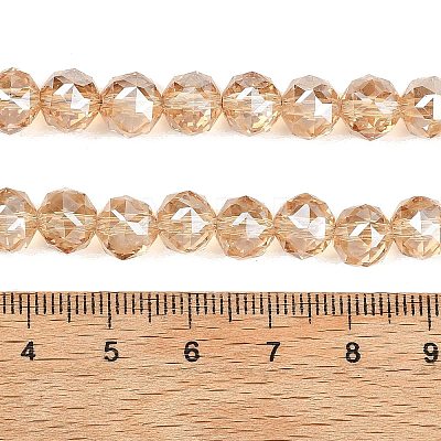 Electroplate Transparent Glass Beads Strands GLAA-H040-01E-1