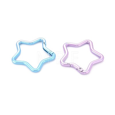 Spray Painted Electroplate Alloy Spring Gate Rings PALLOY-T092-62-1