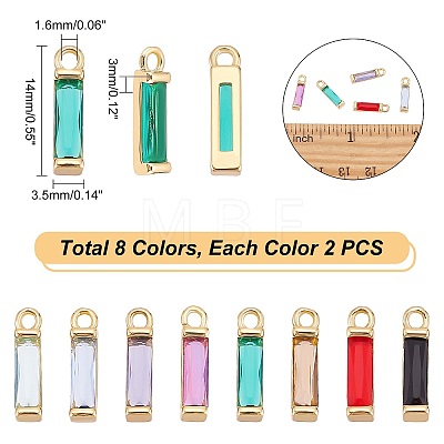 16Pcs 8 Colors Rack Plating Brass Inlaid Cubic Zirconia Charms ZIRC-DC0001-01-1