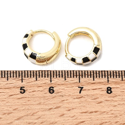 Tartan Pattern Brass Enamel Hoop Earrings for Women EJEW-G460-01G-1