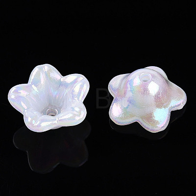 Iridescent Acrylic Bead Caps OACR-C021-08I-1