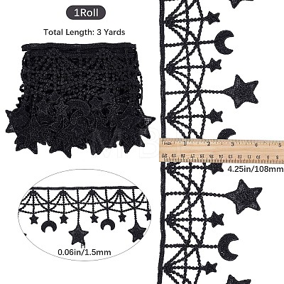 Moon Star Polyester Lace Trim OCOR-WH0080-56A-1