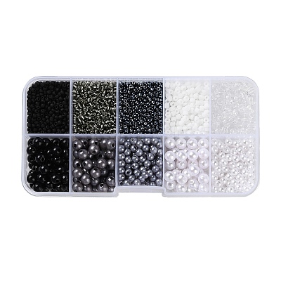 DIY 10 Grids ABS Plastic & Glass Seed Beads Jewelry Making Finding Beads Kits DIY-G119-01F-1
