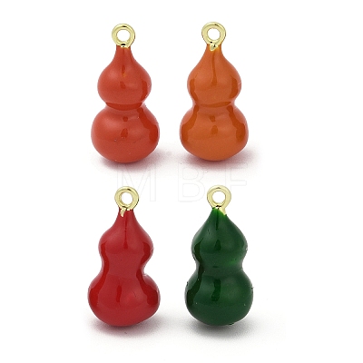 Gourd Brass Enamel Pendants KK-G526-20G-1