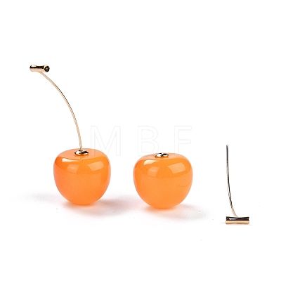 Lifelike Cherry Resin Dangle Stud Earrings EJEW-F274-01A-1