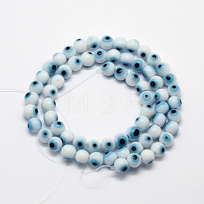 Handmade Evil Eye Lampwork Round Bead Strands LAMP-L055-10mm-07-1