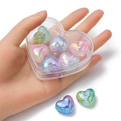 8Pcs 4 Colors Transparent Crackle Acrylic Beads OACR-YW0001-33-1
