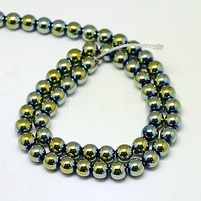 Electroplate Non-magnetic Synthetic Hematite Beads Strands G-J169A-6mm-06-1