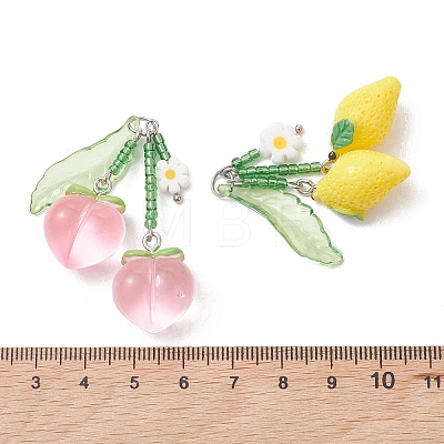 4Pcs 4 Styles Handmade Lampwork & Glass Seed Bead & Resin Big Pendants PALLOY-MZ01306-1