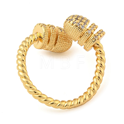 Brass Micro Pave Cubic Zirconia Open Finger Ring RJEW-C069-07G-1