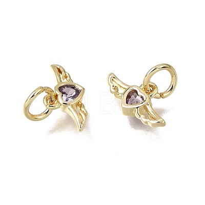 Brass Micro Pave Purple Cubic Zirconia Charms CU-L001-19G-08-1