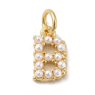 Rack Plating Brass with ABS Plastic Imitation Pearl Charms KK-B092-30B-G-1