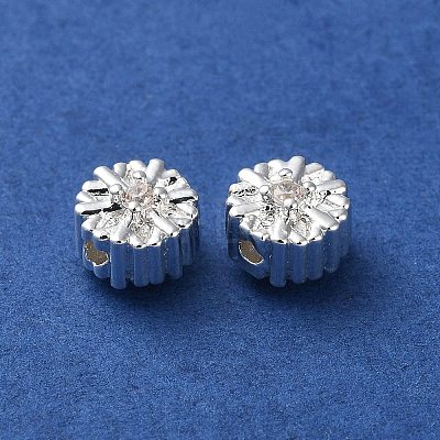 Brass Micro Pave Clear Cubic Zirconia Beads KK-P256-12S-1