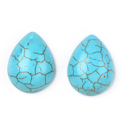 Craft Findings Dyed Synthetic Turquoise Gemstone Flat Back Teardrop Cabochons TURQ-S270-15x20mm-01-1