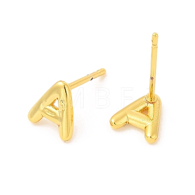 Brass Hollow Out Initial Letter Stud Earrings for Women EJEW-A044-01G-A-1