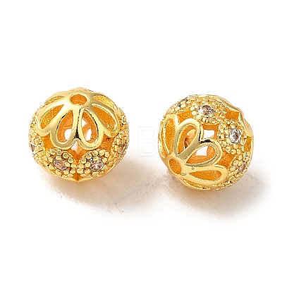 Rack Plating Brass Pave Cubic Zirconia Beads KK-M285-32C-G-1