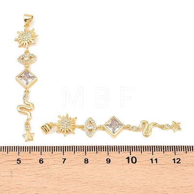 Brass Clear Cubic Zirconia Pendants KK-C166-06G-1