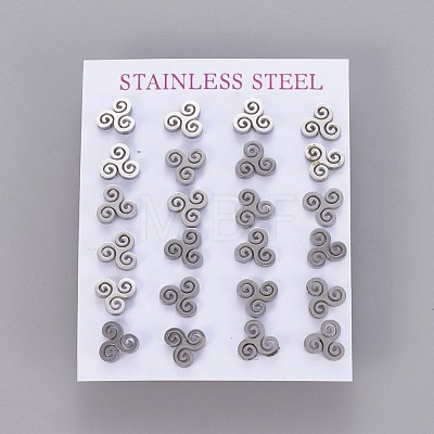 304 Stainless Steel Stud Earrings EJEW-F227-09P-1