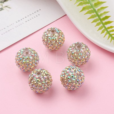 Chunky Resin Rhinestone Bubblegum Ball Beads X-RESI-A001-1-1