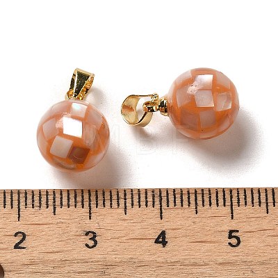 Natural Pink Shell Dyed Round Charms SSHEL-H071-01G-04-1