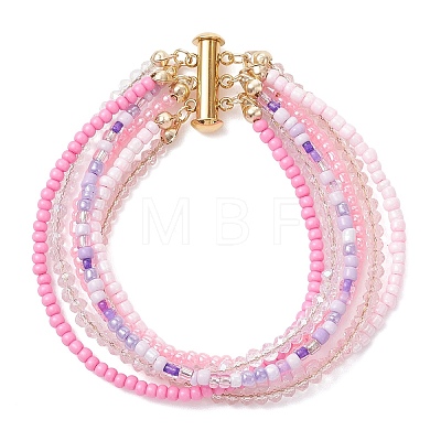 Glass Seed Beads Beaded Multi-Layer Bracelets for Women BJEW-JB12996-1
