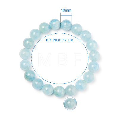 SUNNYCLUE Natural Aquamarine Round Beads Stretch Bracelets BJEW-PH0001-10mm-19-1