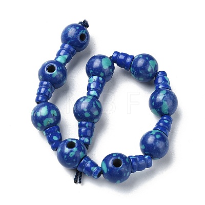 Synthetic Chrysocolla 3-Hole Guru Bead Strands G-K149-46-1