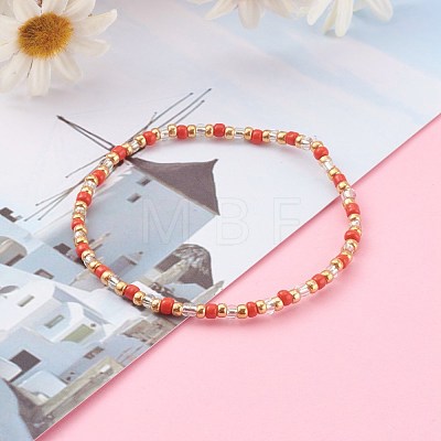 Round Opaque Colours Glass Seed Beads Stretch Bracelets BJEW-JB06010-02-1