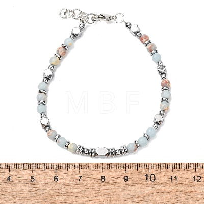Adjustable 304 Stainless Steel Gemstone Beaded Bracelets FS-WG23DE2-07-1