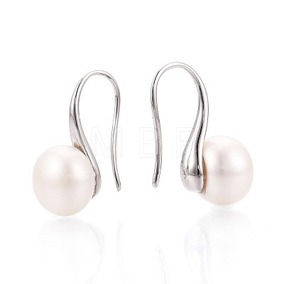Brass Natural Pearl Dangle Earrings PEAR-N020-08C-1