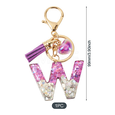 Alloy Resin Heart Keychains KEYC-TADJ0002-01G-W-1